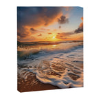 California Dreamin Coastal Photorealistic Digital Artwork - Sunset Waves on the Beach Canvas Print Gallery Image 3