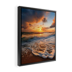 California Dreamin Coastal Photorealistic Digital Artwork - Sunset Waves on the Beach Framed Canvas Print Gallery Image 2