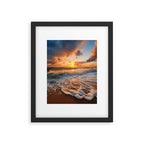 California Dreamin Coastal Photorealistic Digital Artwork - Sunset Waves on the Beach Framed Art Print Gallery Image 6