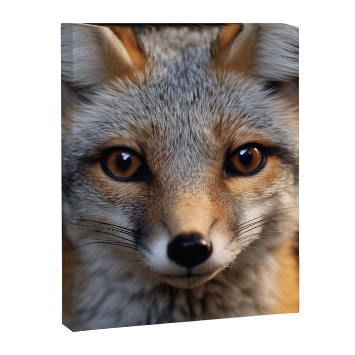 Foxfire Gaze Gray Fox Photorealistic Digital Wildlife Artwork Canvas Print Gallery Image 1