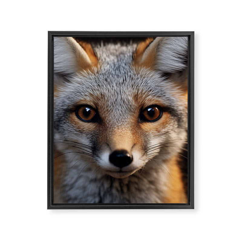 Foxfire Gaze Gray Fox Photorealistic Digital Wildlife Artwork Framed Canvas Print Gallery Image 8