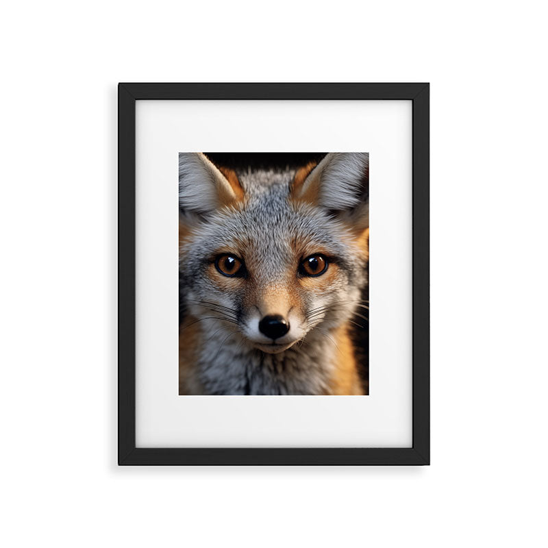 Foxfire Gaze Gray Fox Photorealistic Digital Wildlife Artwork Framed Art Print Gallery Image 6