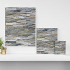 Gray Slate Stone Brick Texture Faux Wall Canvas Print Gallery Image 3