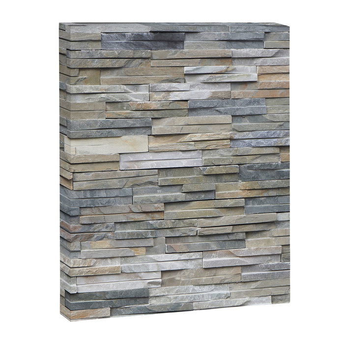 Gray Slate Stone Brick Texture Faux Wall Canvas Print Gallery Image 1