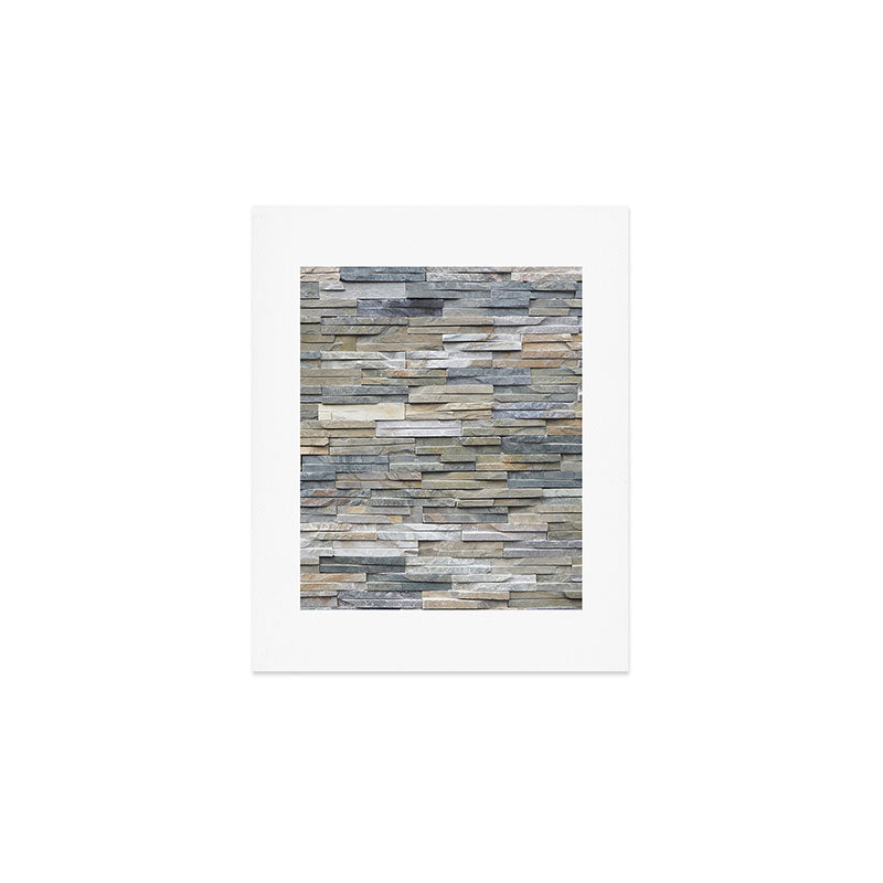 Gray Slate Stone Brick Texture Faux Wall Art Print Gallery Image 1