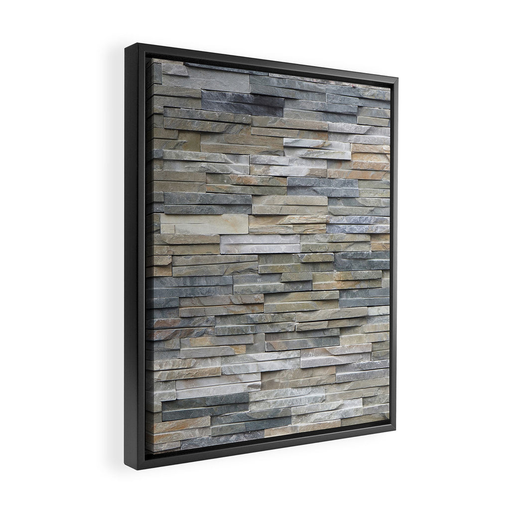 Gray Slate Stone Brick Texture Faux Wall Framed Canvas Print Gallery Image 2