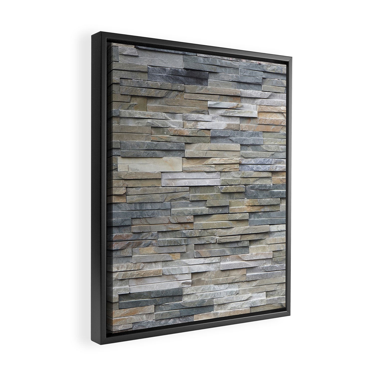 Gray Slate Stone Brick Texture Faux Wall Framed Canvas Print Gallery Image 2