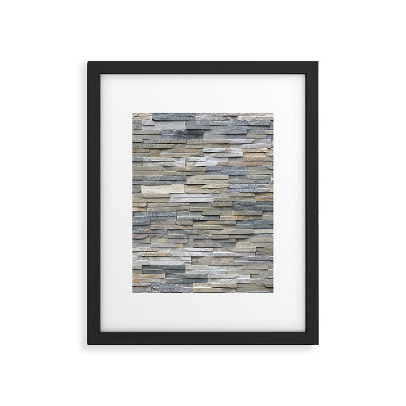 Gray Slate Stone Brick Texture Faux Wall Framed Art Print Gallery Image 4