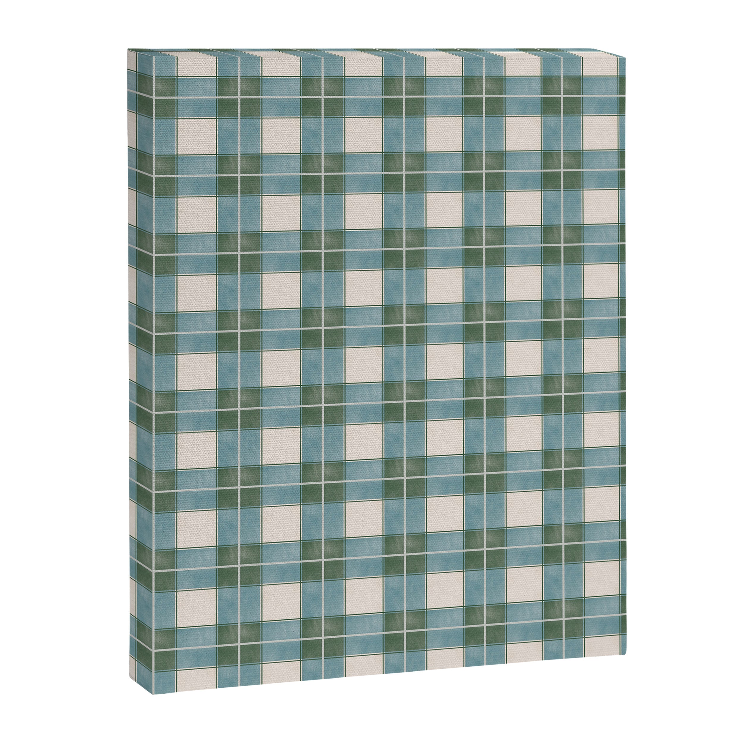 Green, Blue, and Ivory Traditional Plaid Pattern Canvas Print Gallery Image 3