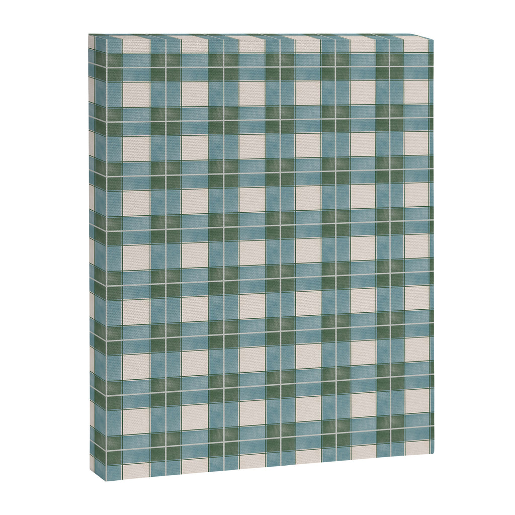 Green, Blue, and Ivory Traditional Plaid Pattern Canvas Print Gallery Image 6