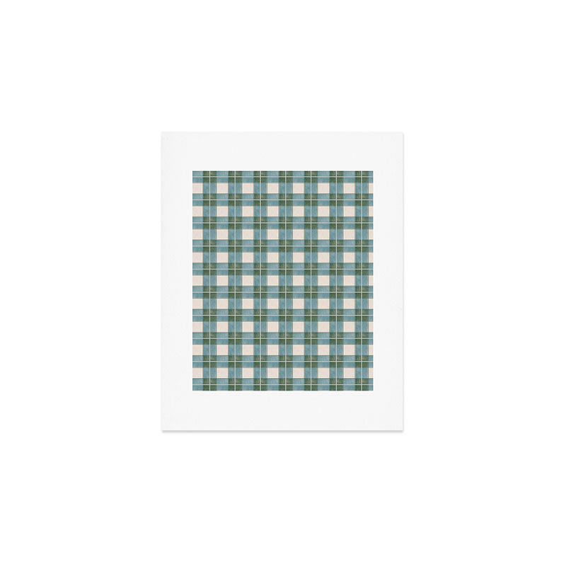Green, Blue, and Ivory Traditional Plaid Pattern Art Print Gallery Image 1