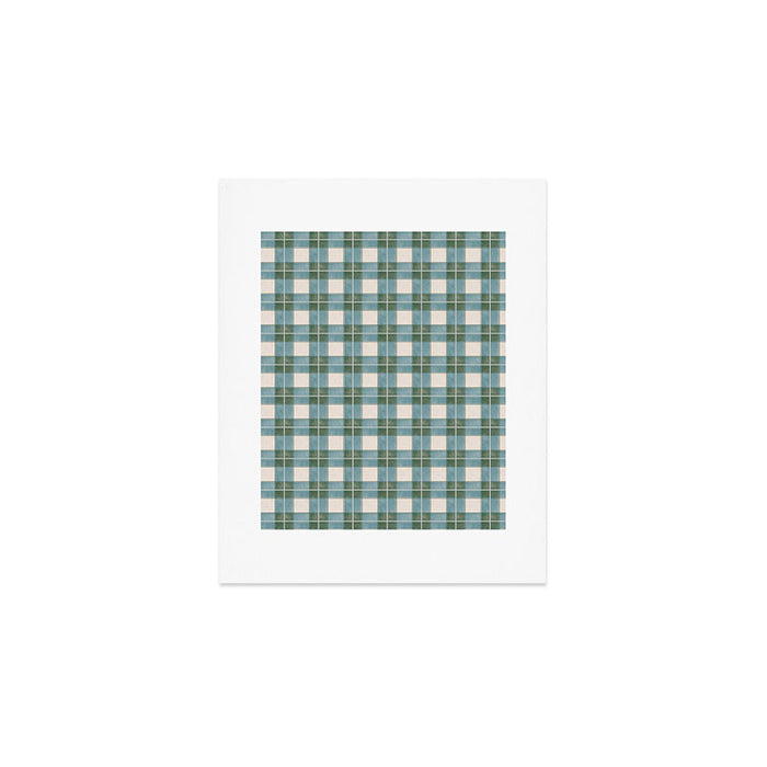 Green, Blue, and Ivory Traditional Plaid Pattern Art Print Gallery Image 1