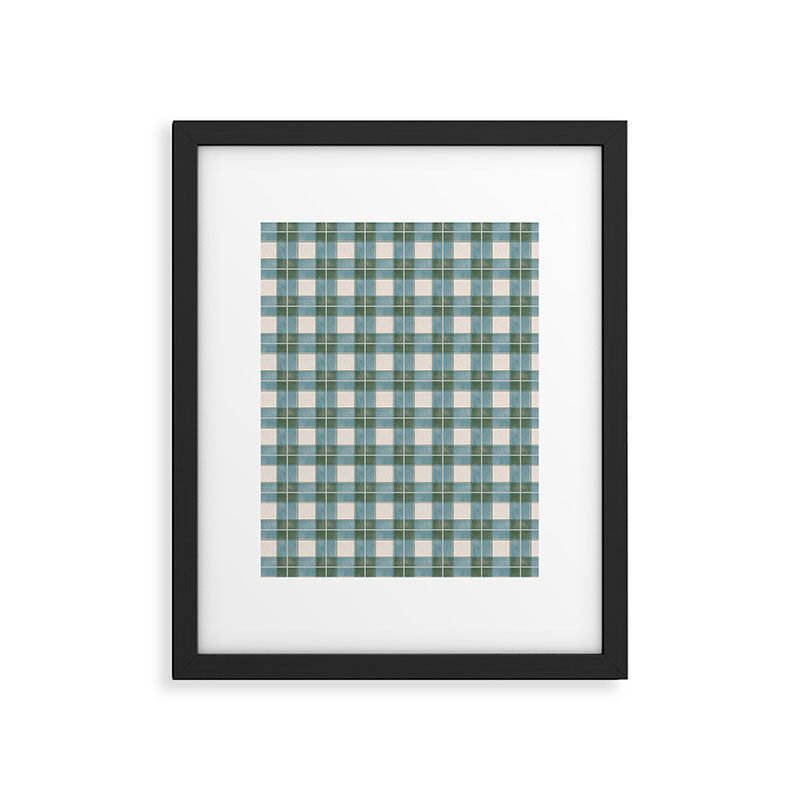 Green, Blue, and Ivory Traditional Plaid Pattern Framed Art Print Gallery Image 5