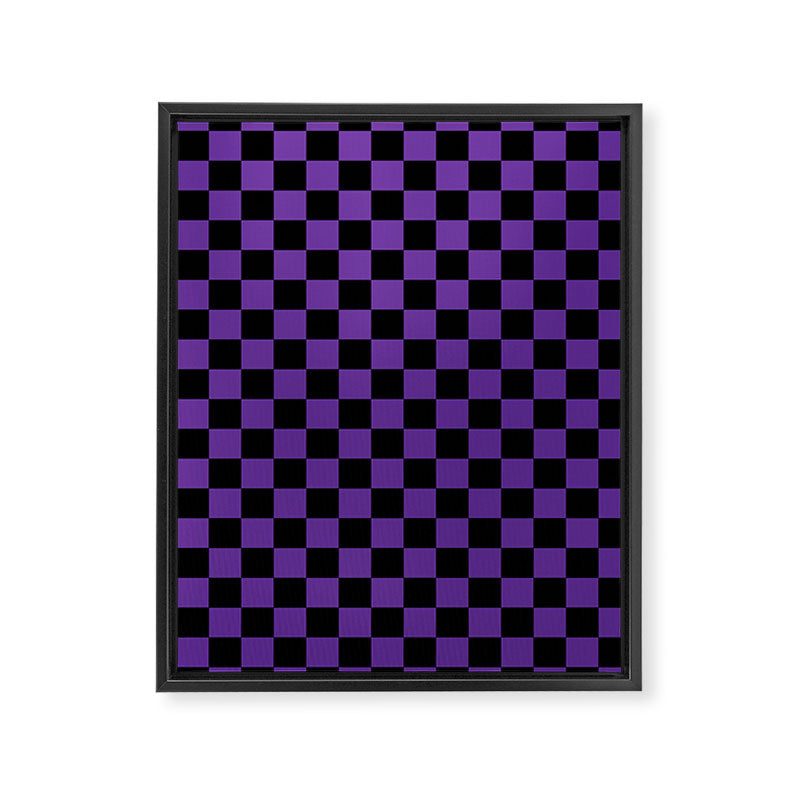 Halloween Purple and Black Checkerboard Pattern SM Framed Canvas Print Gallery Image 6