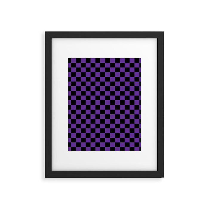Halloween Purple and Black Checkerboard Pattern SM Framed Art Print Gallery Image 1