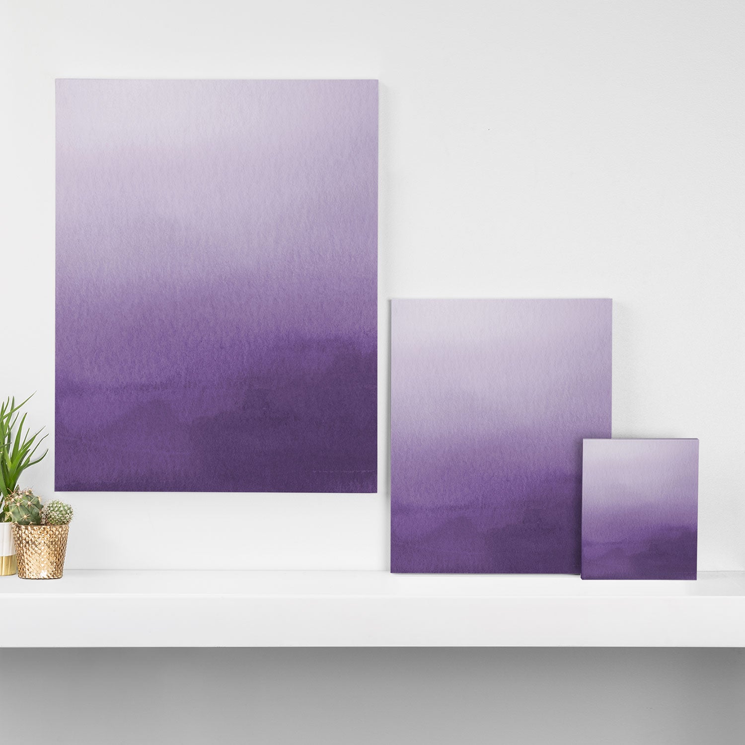 Inspired by Pantone Chive Blossom Purple 18-3634 Watercolor Abstract Art Canvas Print Gallery Image 3
