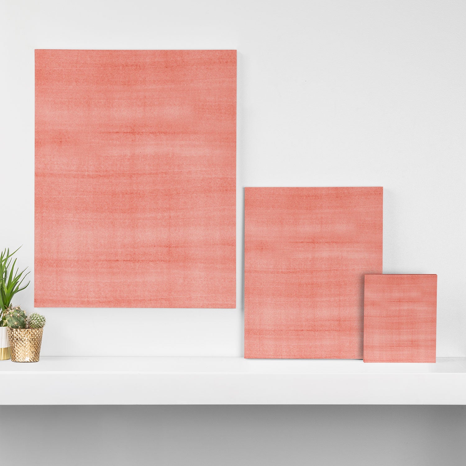 Pantone Living Coral Dry Brush Strokes Texture Canvas Print Gallery Image 3