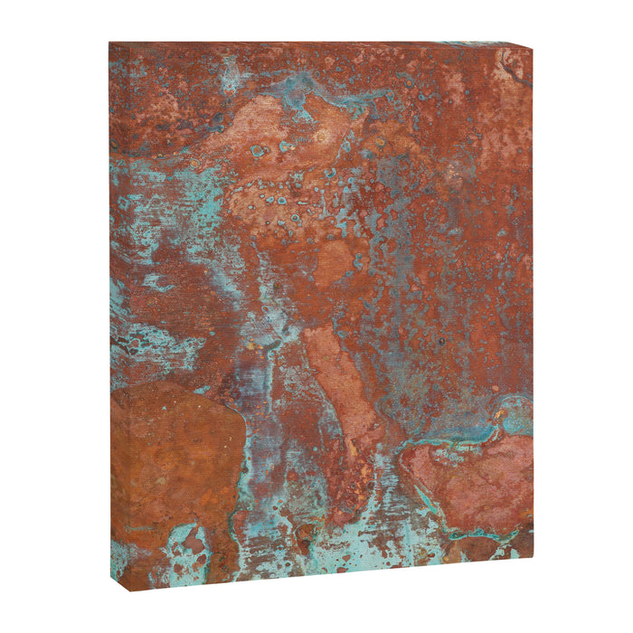 Tarnished Metal Copper Aqua Texture - Natural Marbling Industrial Art  Canvas Print Gallery Image 1