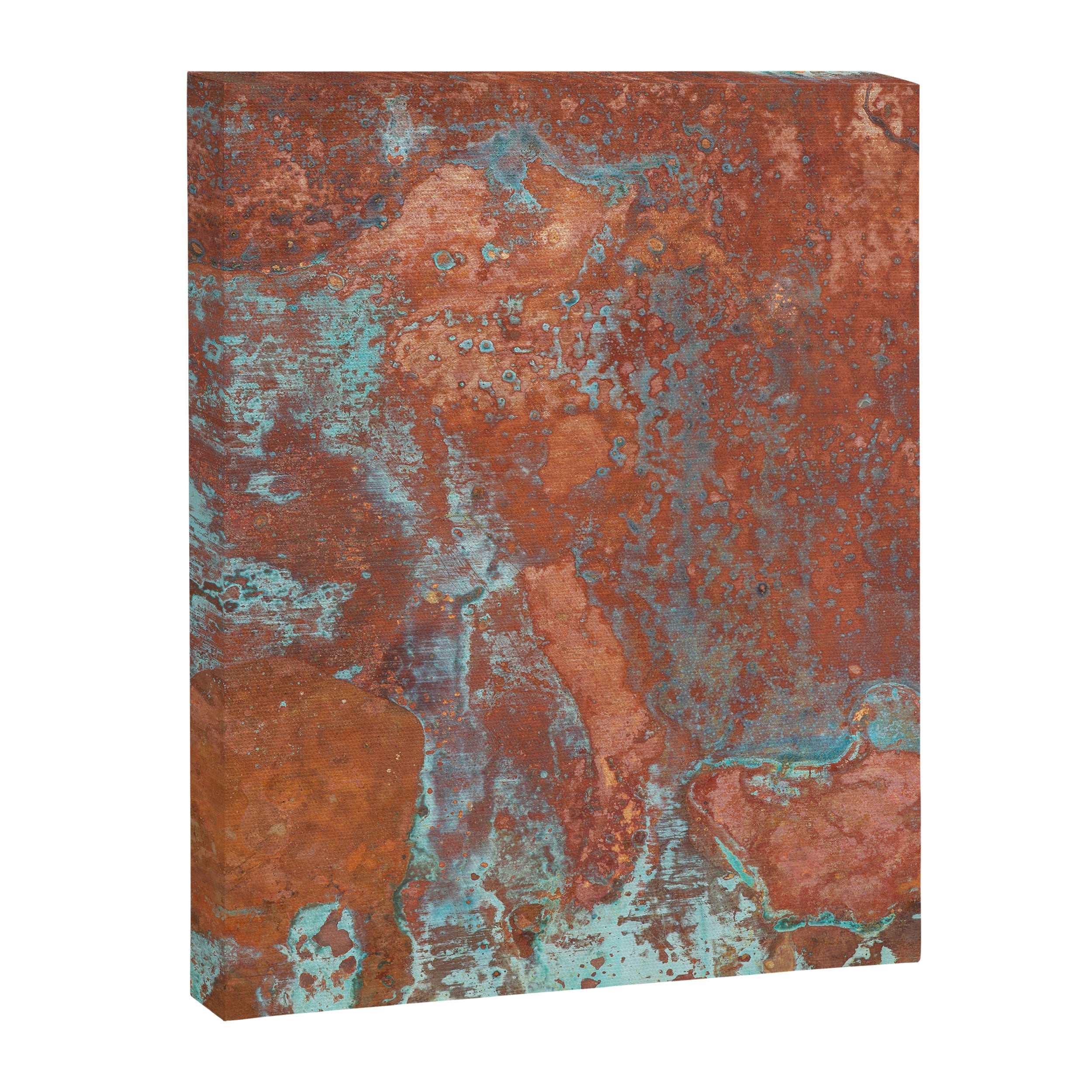 Tarnished Metal Copper Aqua Texture - Natural Marbling Industrial Art  Canvas Print Gallery Image 3