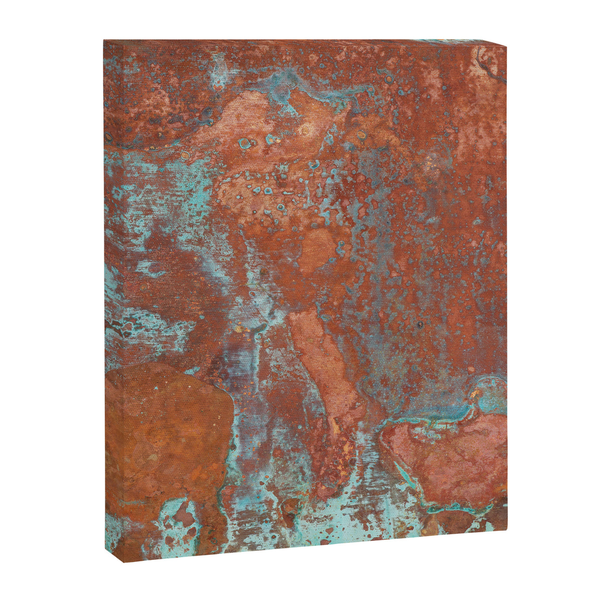 Tarnished Metal Copper Aqua Texture - Natural Marbling Industrial Art  Canvas Print Gallery Image 6