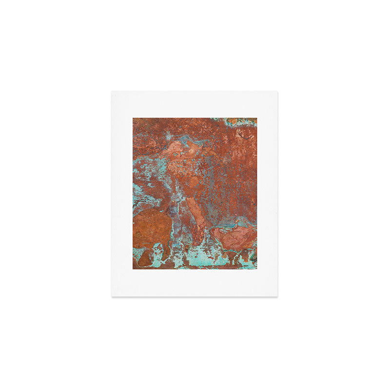 Tarnished Metal Copper Aqua Texture - Natural Marbling Industrial Art  Art Print Gallery Image 1