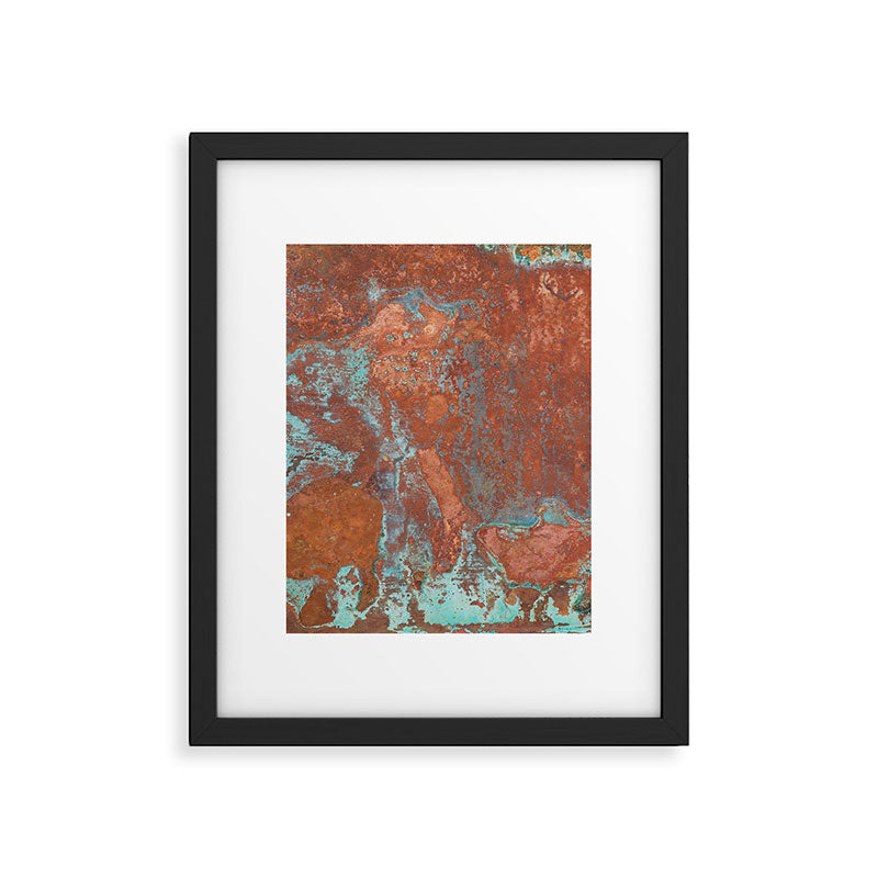 Tarnished Metal Copper Aqua Texture - Natural Marbling Industrial Art  Framed Art Print Gallery Image 4