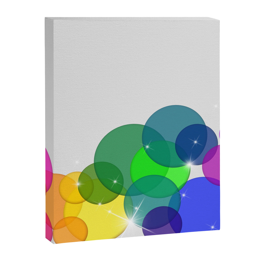 Translucent Rainbow Colored Circles with Sparkles - Multi Colored Canvas Print Gallery Image 3