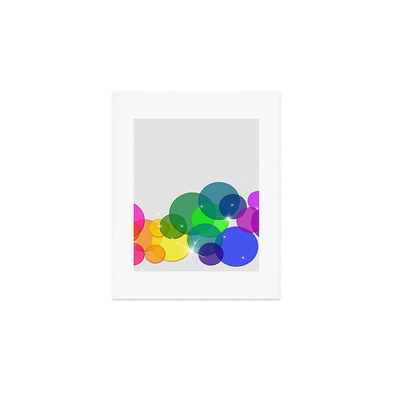 Translucent Rainbow Colored Circles with Sparkles - Multi Colored Art Print Gallery Image 1