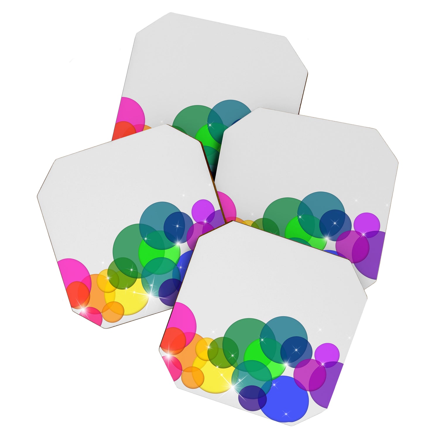 Translucent Rainbow Colored Circles with Sparkles - Multi Colored Coaster Gallery Image 1