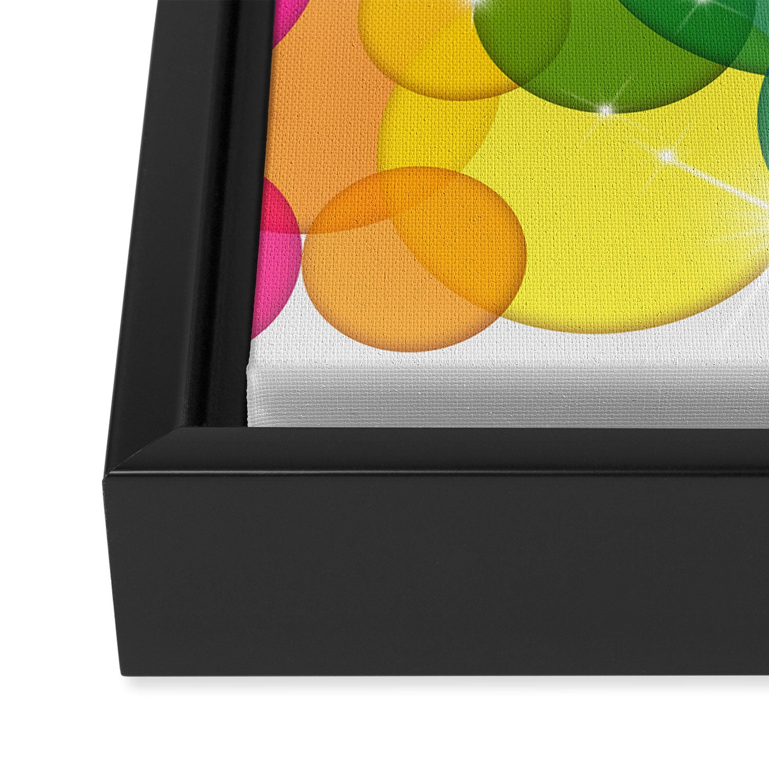 Translucent Rainbow Colored Circles with Sparkles - Multi Colored Framed Canvas Print Gallery Image 3
