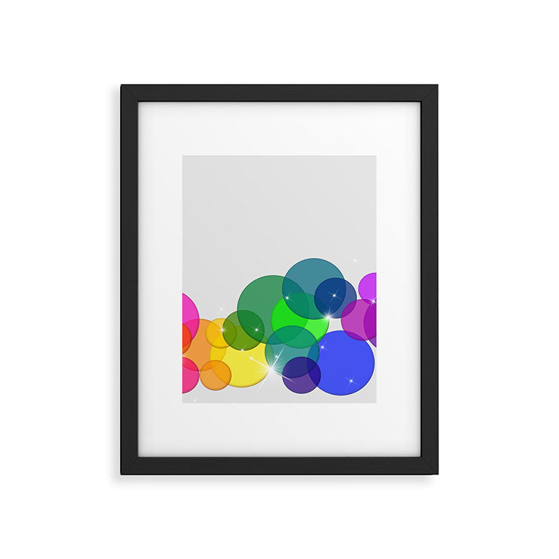 Translucent Rainbow Colored Circles with Sparkles - Multi Colored Framed Art Print Gallery Image 6