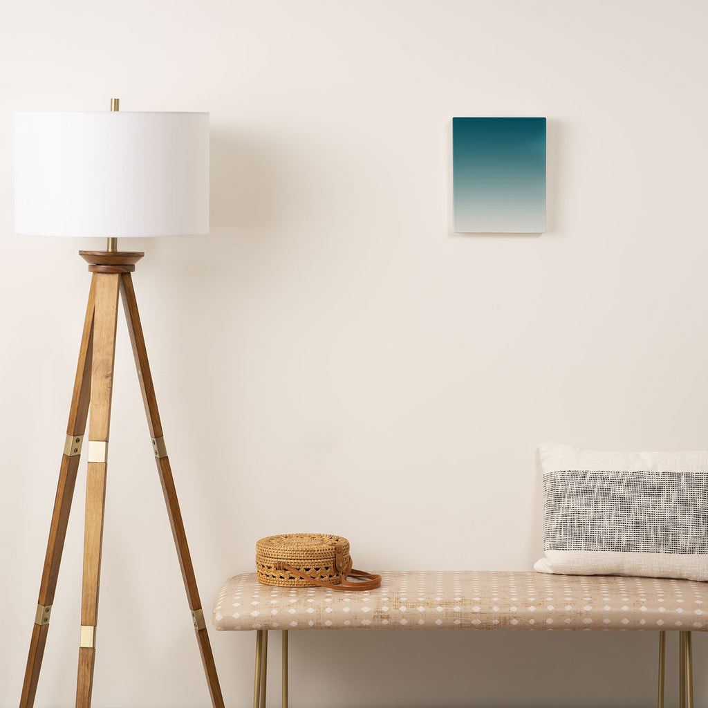Tropical Dark Teal Gradient Inspired by Sherwin Williams 2020 Trending Color Oceanside SW6496 on Off White Canvas Print Gallery Image 2