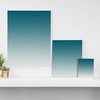 Tropical Dark Teal Gradient Inspired by Sherwin Williams 2020 Trending Color Oceanside SW6496 on Off White Canvas Print Gallery Image 3