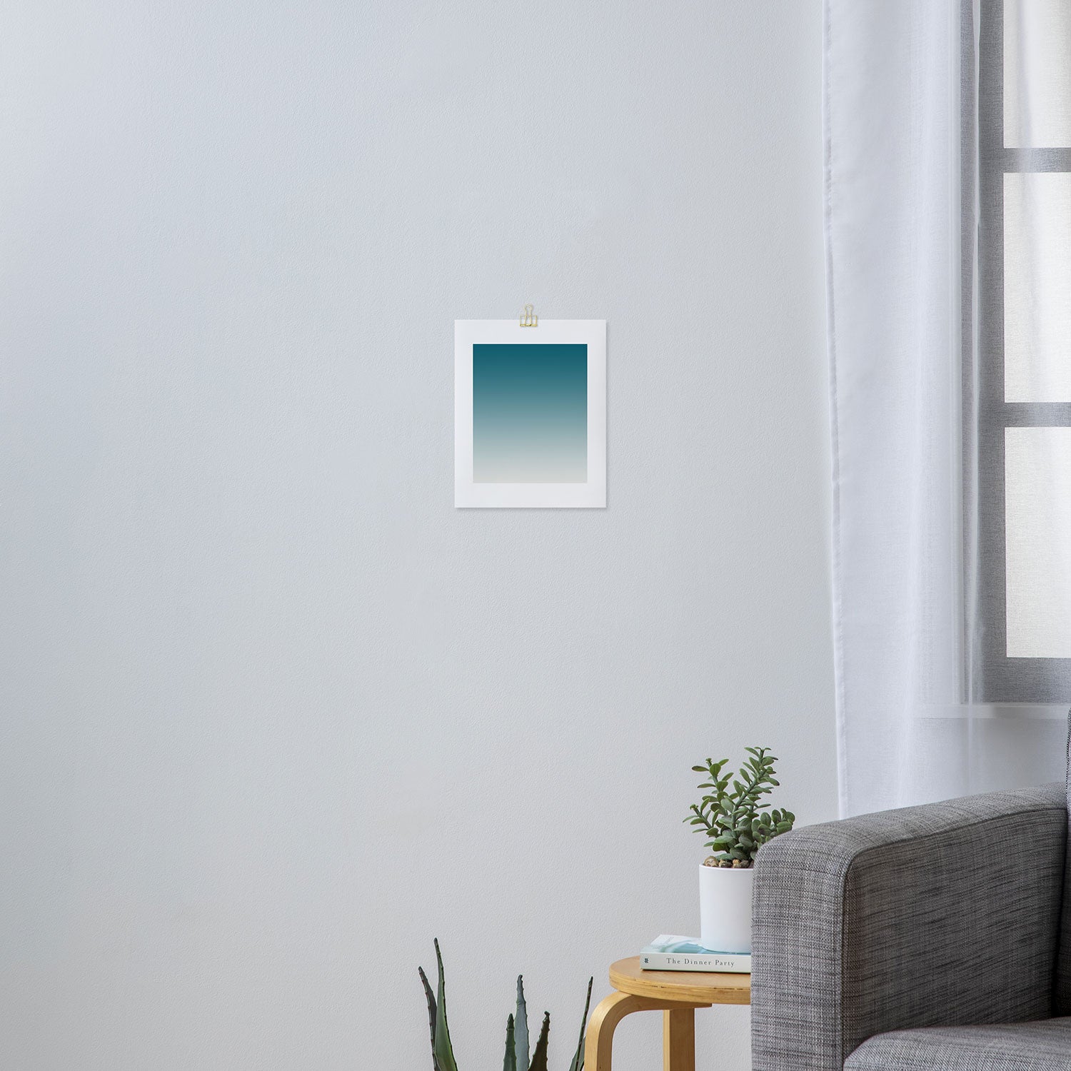 Tropical Dark Teal Gradient Inspired by Sherwin Williams 2020 Trending Color Oceanside SW6496 on Off White Art Print Gallery Image 3