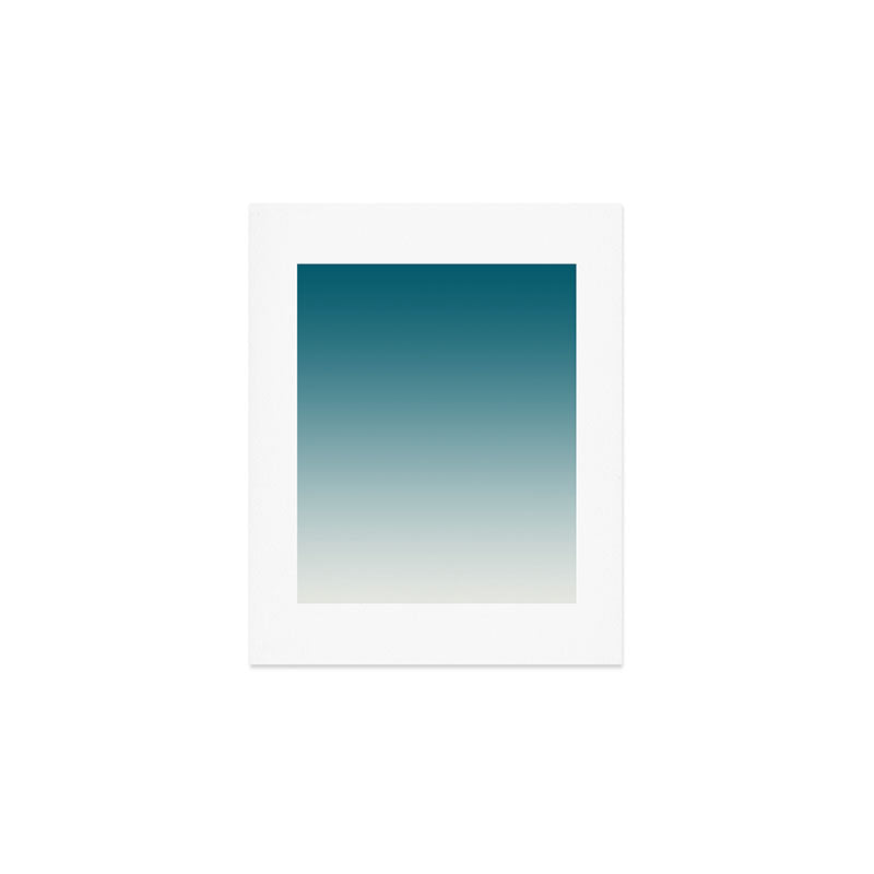 Tropical Dark Teal Gradient Inspired by Sherwin Williams 2020 Trending Color Oceanside SW6496 on Off White Art Print Gallery Image 1