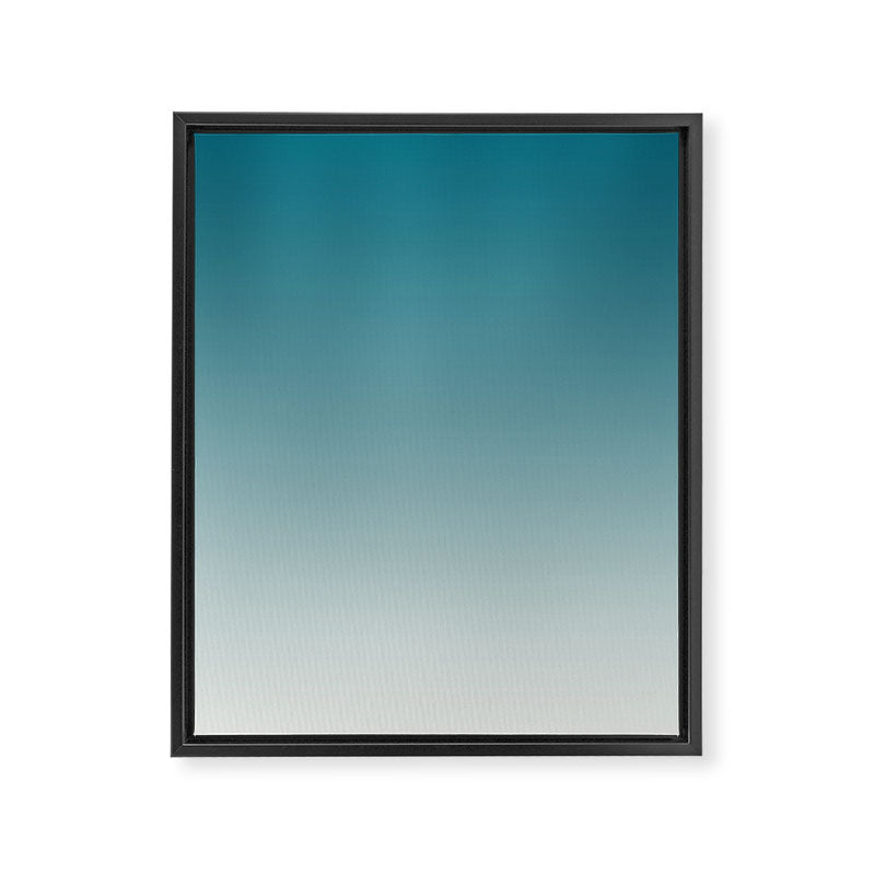 Tropical Dark Teal Gradient Inspired by Sherwin Williams 2020 Trending Color Oceanside SW6496 on Off White Framed Canvas Print Gallery Image 3