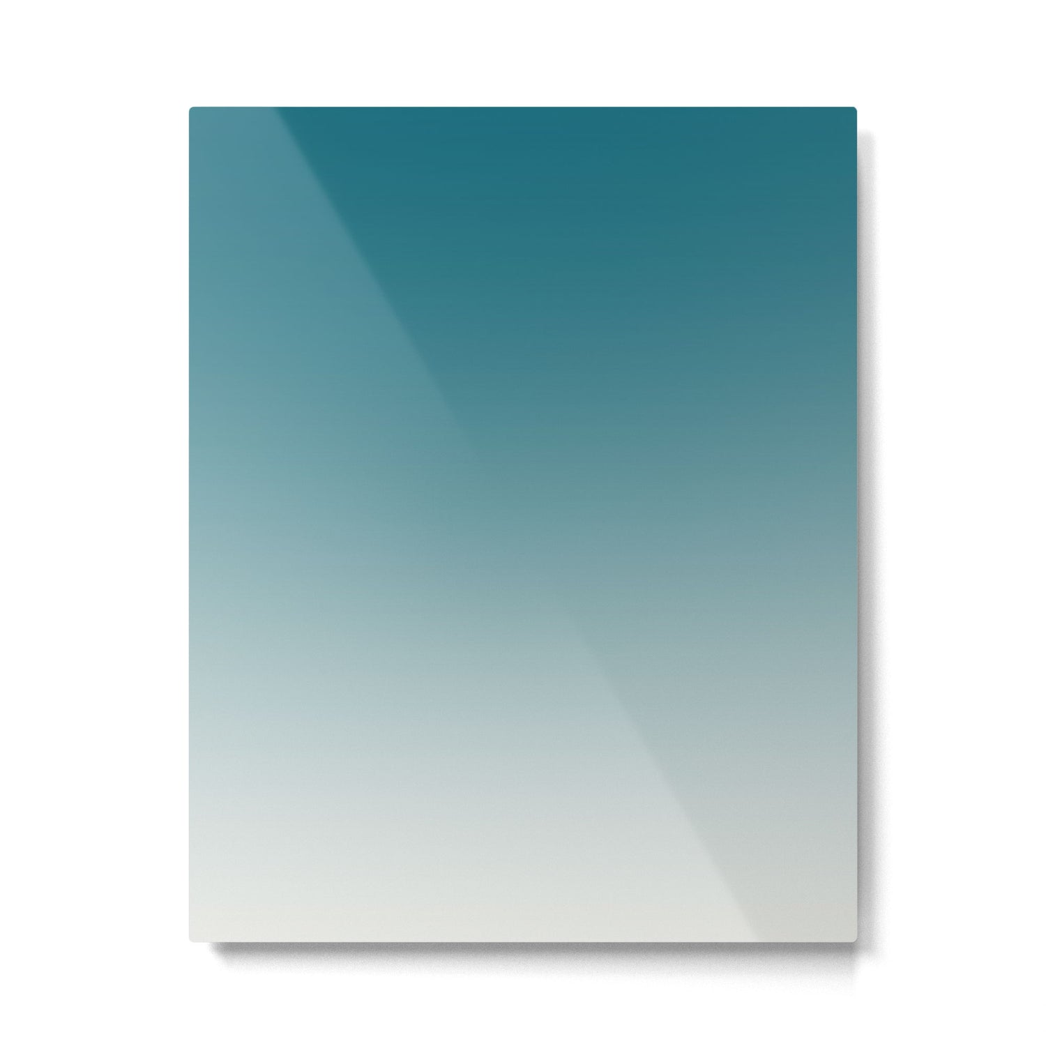 Tropical Dark Teal Gradient Inspired by Sherwin Williams 2020 Trending Color Oceanside SW6496 on Off White Metal Print Gallery Image 4