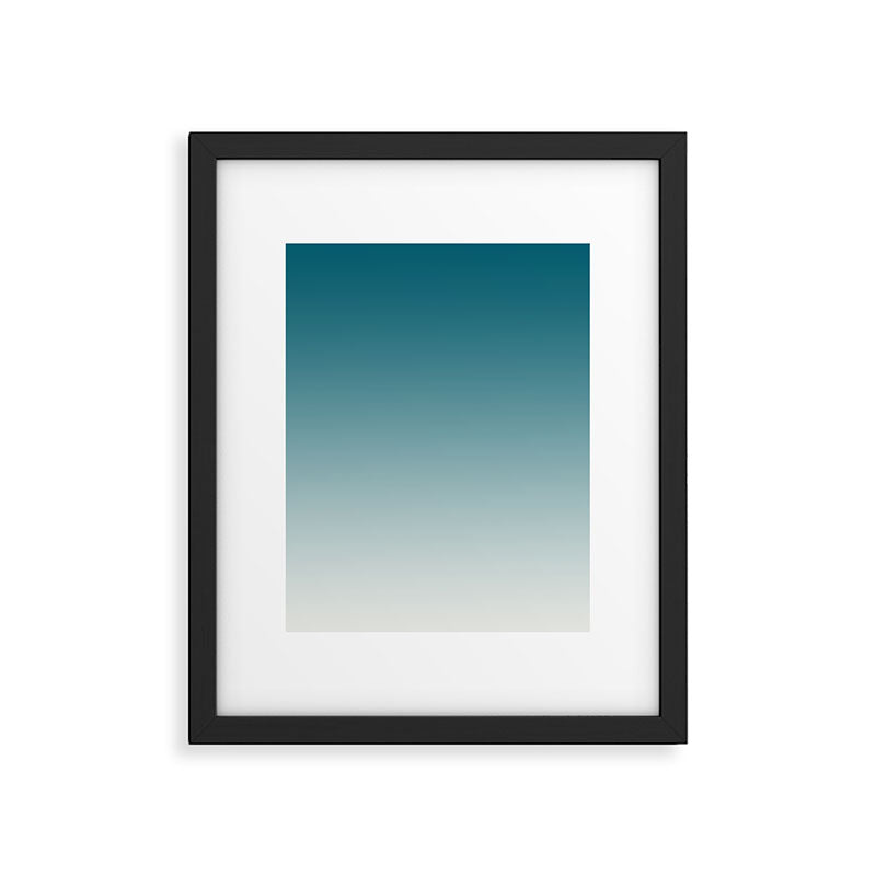 Tropical Dark Teal Gradient Inspired by Sherwin Williams 2020 Trending Color Oceanside SW6496 on Off White Framed Art Print Gallery Image 4
