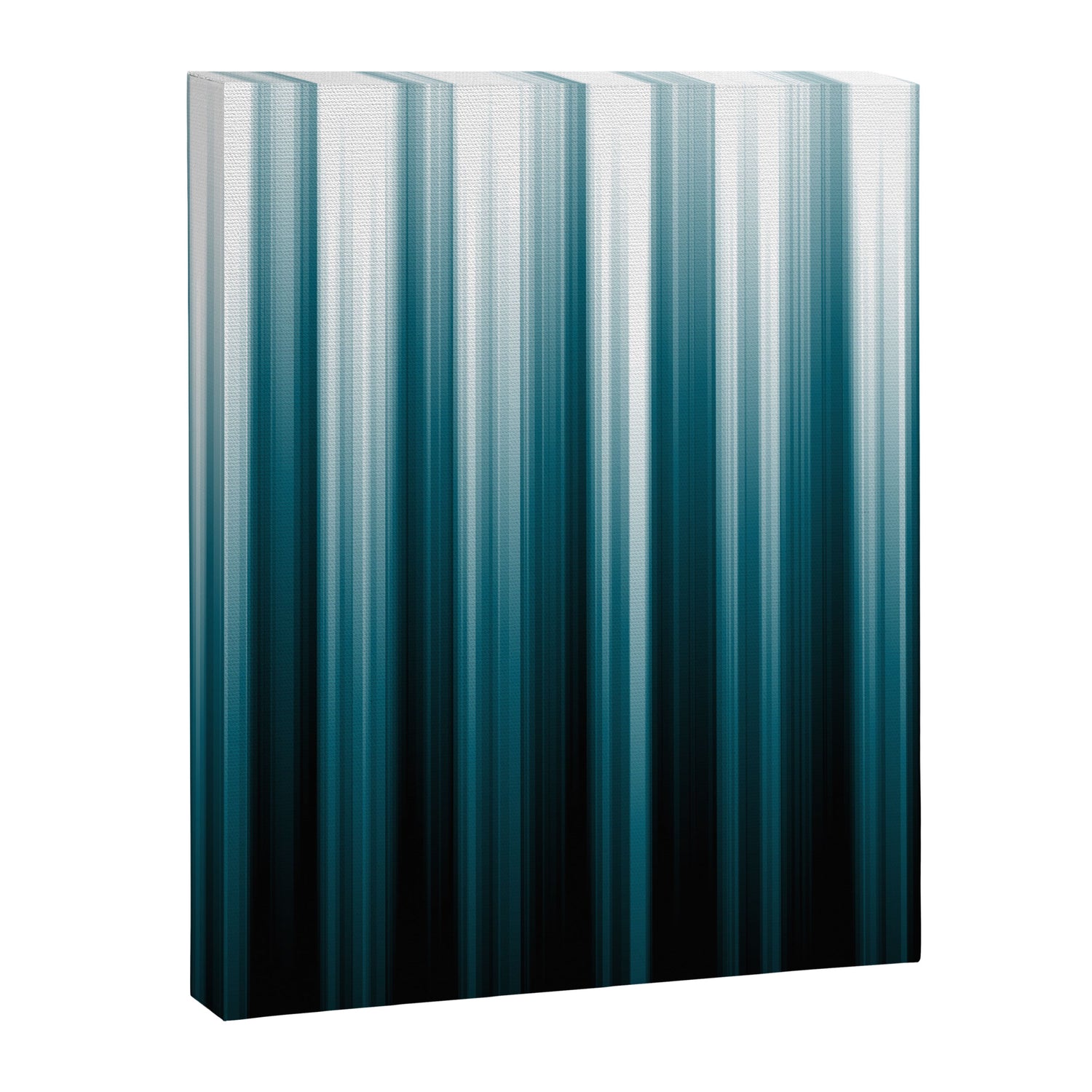 Tropical Dark Teal Inspired by 2020 Color Oceanside SW6496 Soft Vertical Blurred Line Pattern Canvas Print Gallery Image 3
