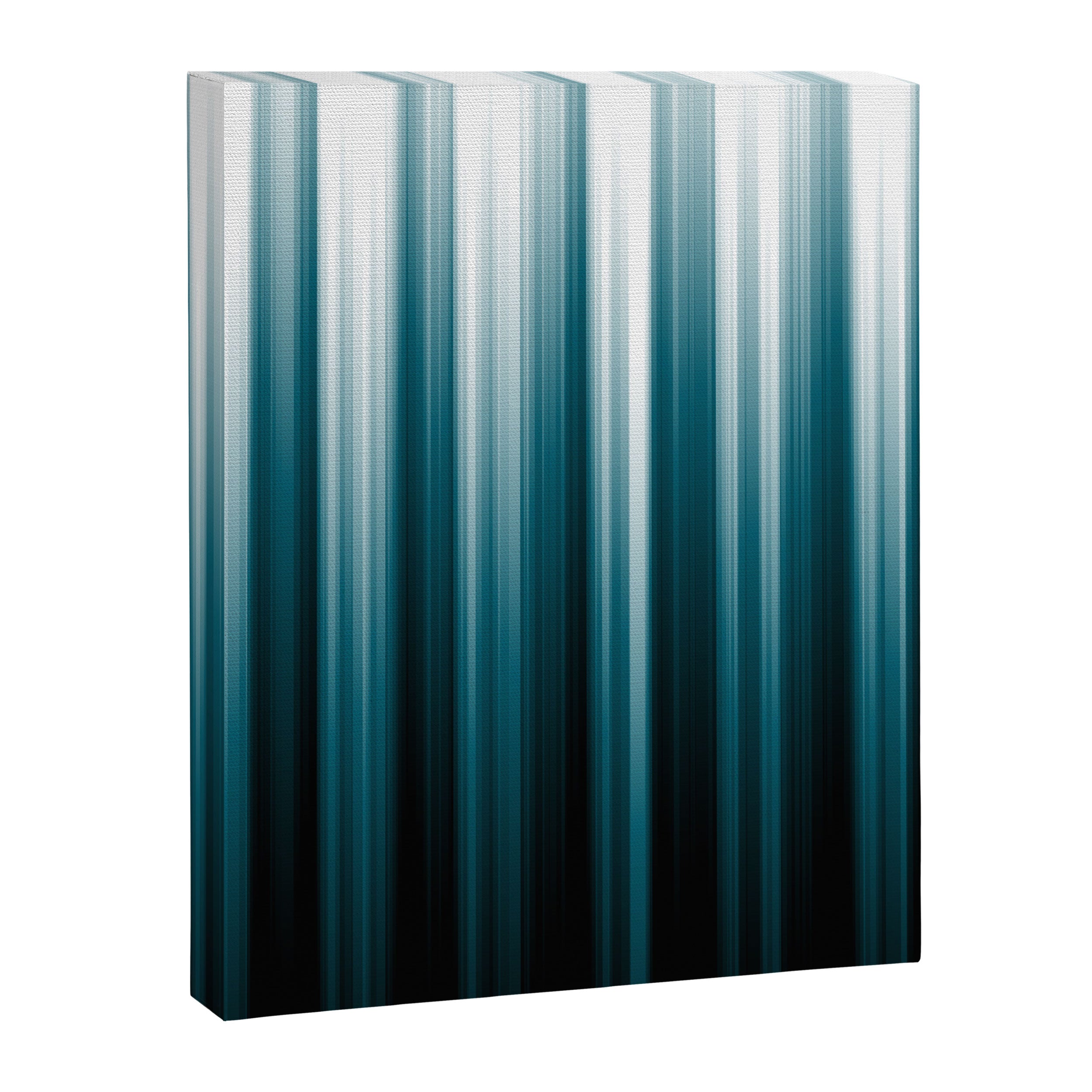 Tropical Dark Teal Inspired by 2020 Color Oceanside SW6496 Soft Vertical Blurred Line Pattern Canvas Print Gallery Image 3