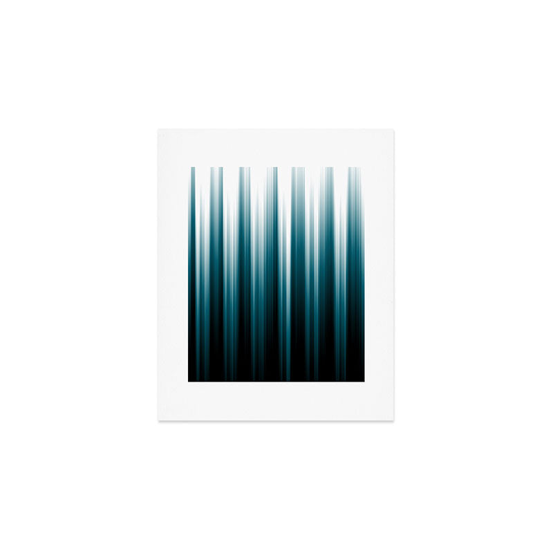 Tropical Dark Teal Inspired by 2020 Color Oceanside SW6496 Soft Vertical Blurred Line Pattern Art Print Gallery Image 1