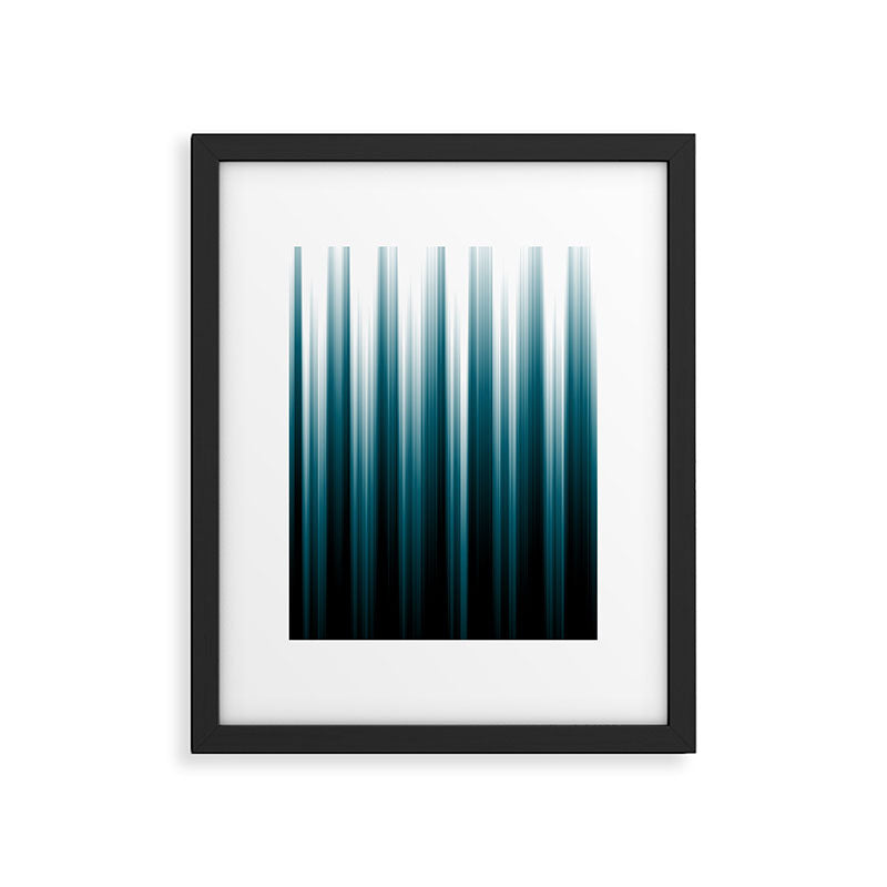 Tropical Dark Teal Inspired by 2020 Color Oceanside SW6496 Soft Vertical Blurred Line Pattern Framed Art Print Gallery Image 5