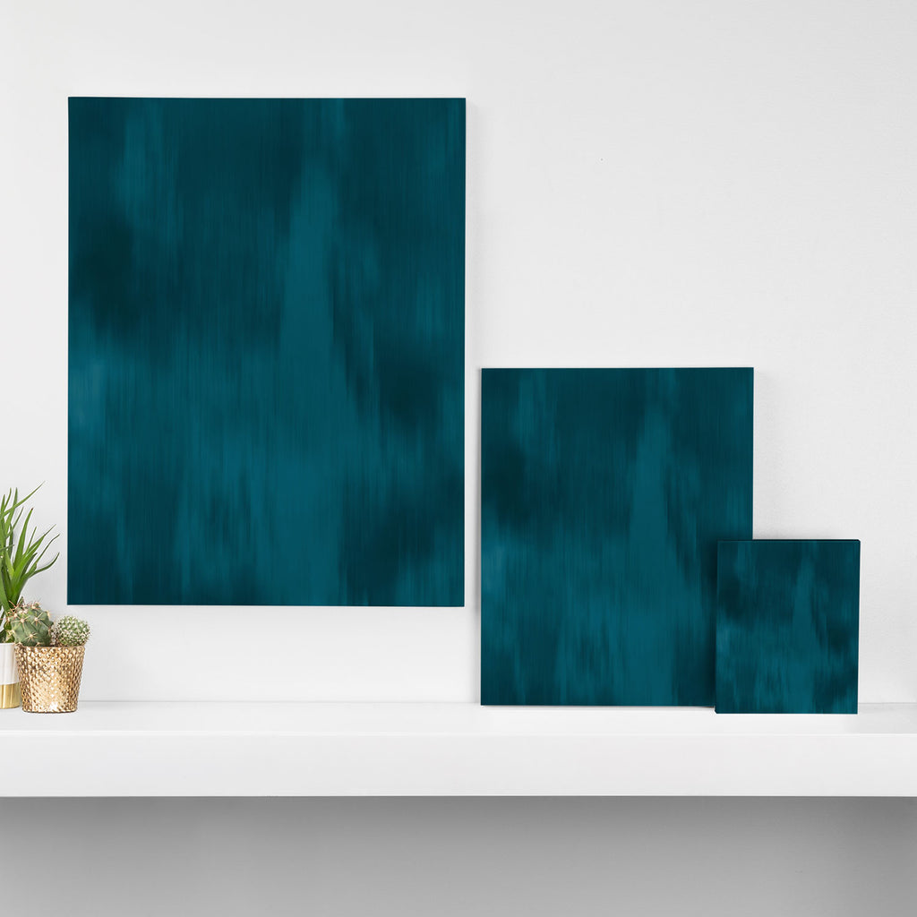 Tropical Dark Teal Inspired by Sherwin Williams 2020 Trending Color Oceanside SW6496 Fusion Water Color Blend Canvas Print Gallery Image 3