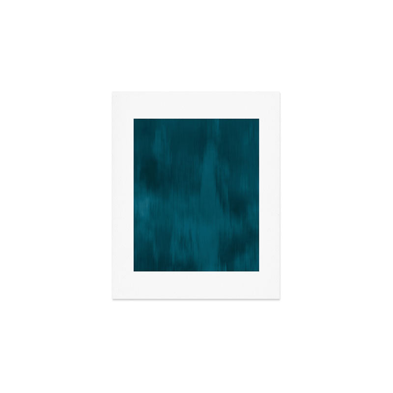 Tropical Dark Teal Inspired by Sherwin Williams 2020 Trending Color Oceanside SW6496 Fusion Water Color Blend Art Print Gallery Image 1