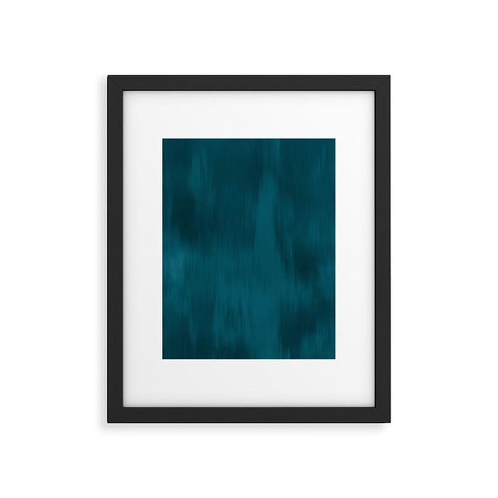 Tropical Dark Teal Inspired by Sherwin Williams 2020 Trending Color Oceanside SW6496 Fusion Water Color Blend Framed Art Print Gallery Image 1