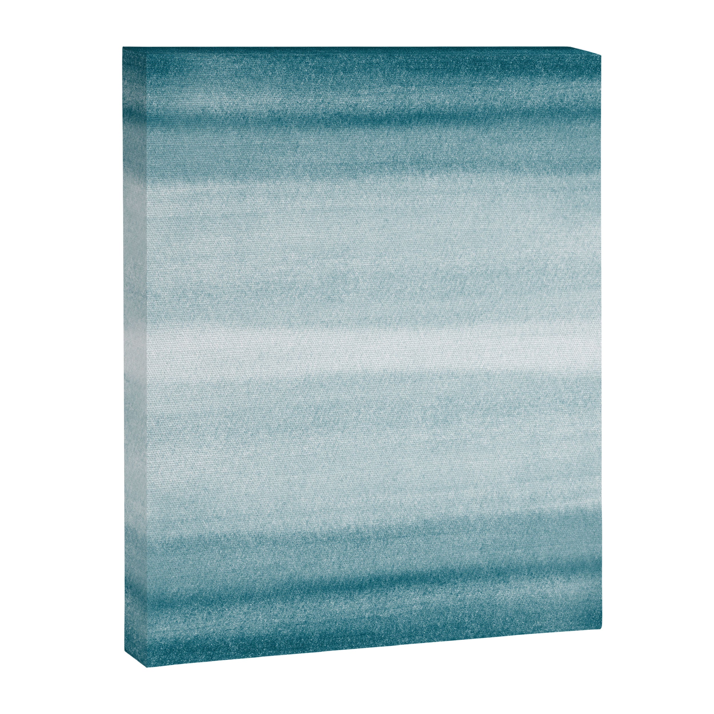 Tropical Dark Teal Inspired by Sherwin Williams 2020 Trending Color Oceanside SW6496 Watercolor Brush Strokes Horizontal Lines Pattern Canvas Print Gallery Image 3