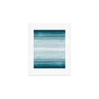 Tropical Dark Teal Inspired by Sherwin Williams 2020 Trending Color Oceanside SW6496 Watercolor Brush Strokes Horizontal Lines Pattern Art Print Gallery Image 1