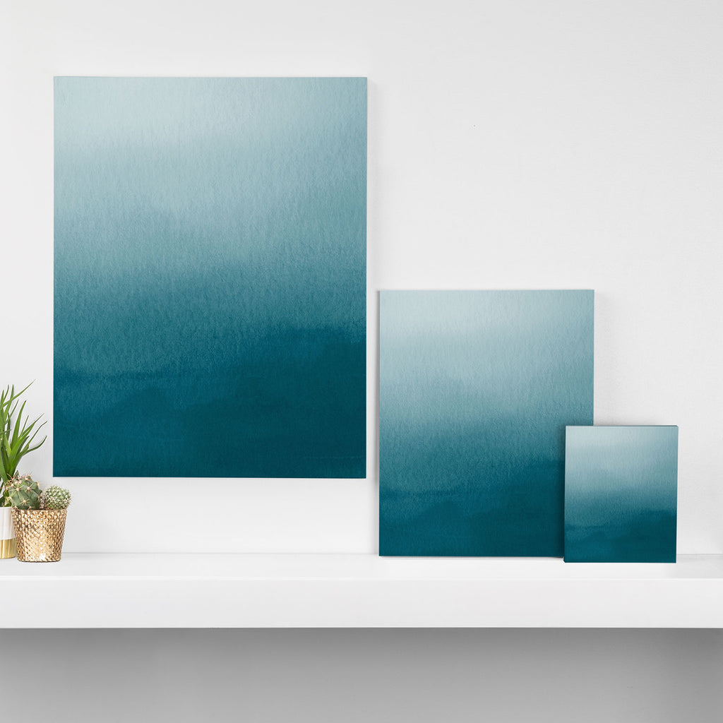 Tropical Dark Teal Inspired by Sherwin Williams 2020 Trending Color Oceanside SW6496 Watercolor Ombre Gradient Blend Abstract Art Canvas Print Gallery Image 3