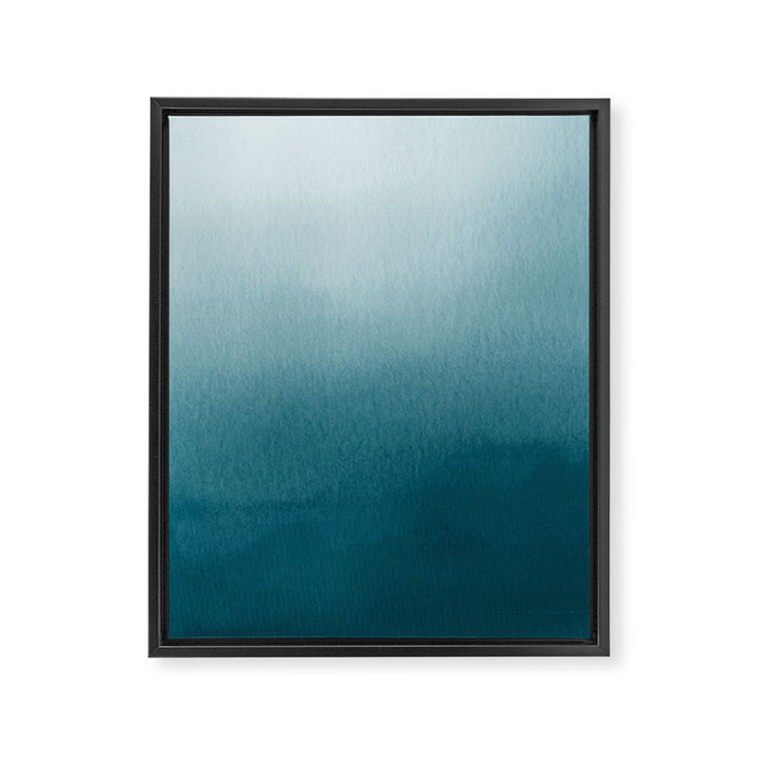 Tropical Dark Teal Inspired by Sherwin Williams 2020 Trending Color Oceanside SW6496 Watercolor Ombre Gradient Blend Abstract Art Framed Canvas Print Gallery Image 1