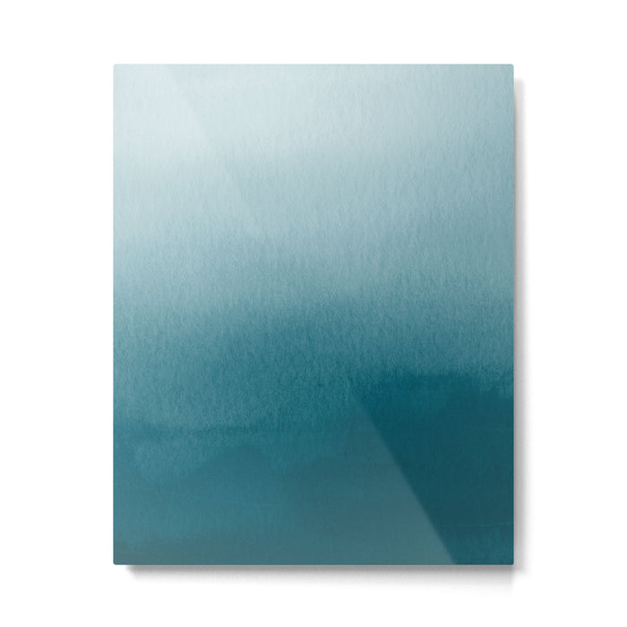 Tropical Dark Teal Inspired by Sherwin Williams 2020 Trending Color Oceanside SW6496 Watercolor Ombre Gradient Blend Abstract Art Metal Print Gallery Image 1